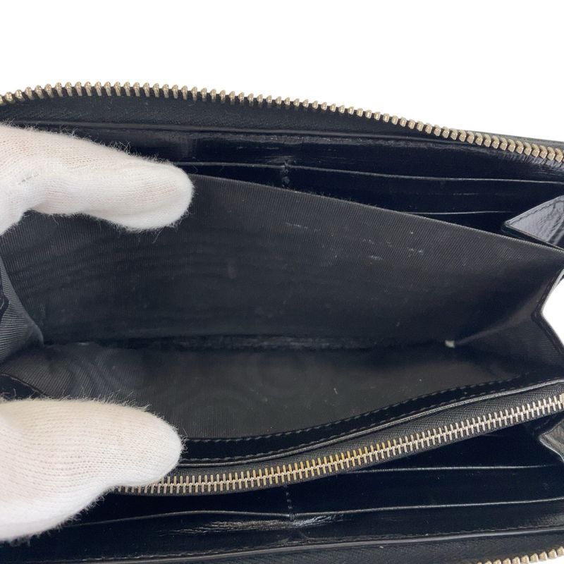 Gucci Interlocking Black GG Supreme Canvas Leather Long Wallet — view 6