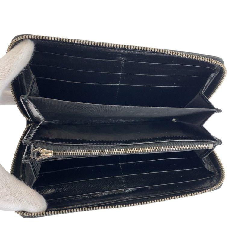 Gucci Interlocking Black GG Supreme Canvas Leather Long Wallet — view 5