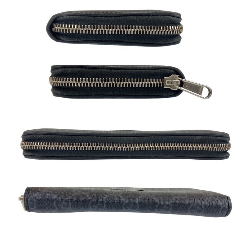 Gucci Interlocking Black GG Supreme Canvas Leather Long Wallet — view 9