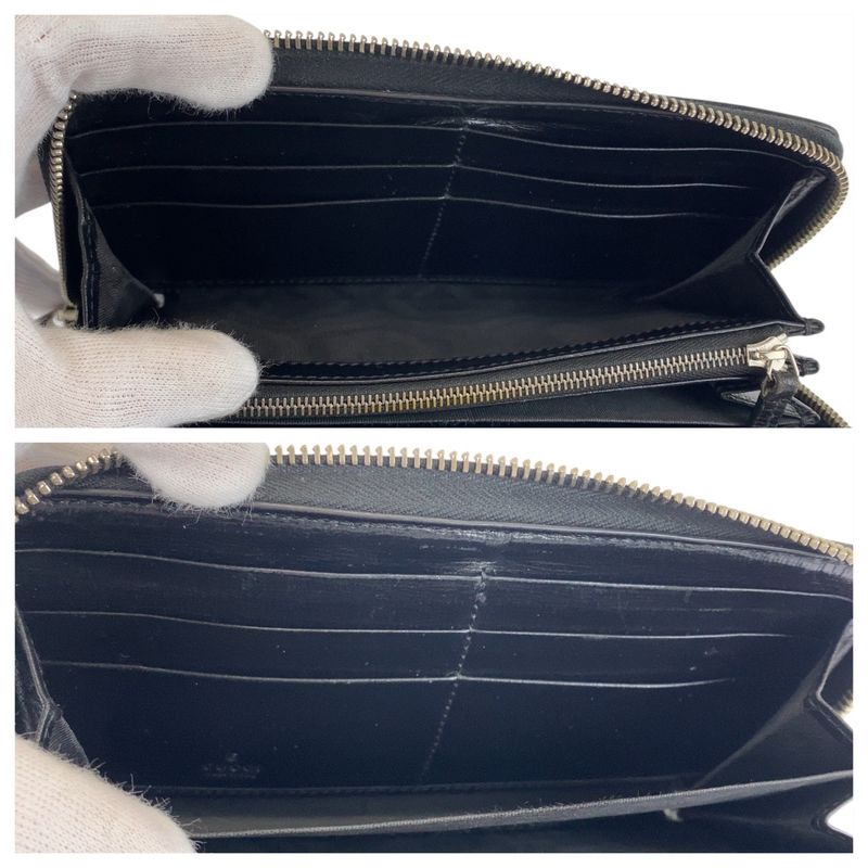 Gucci Interlocking Black GG Supreme Canvas Leather Long Wallet — view 8