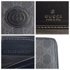 Gucci Interlocking Black GG Supreme Canvas Leather Long Wallet — view 4