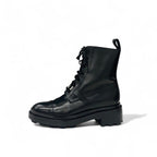 Hermes Funk Boots Short Shoes Leather Black Silver Kelly Hardware Lace Up — view 3