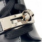 Hermes Funk Boots Short Shoes Leather Black Silver Kelly Hardware Lace Up — view 9