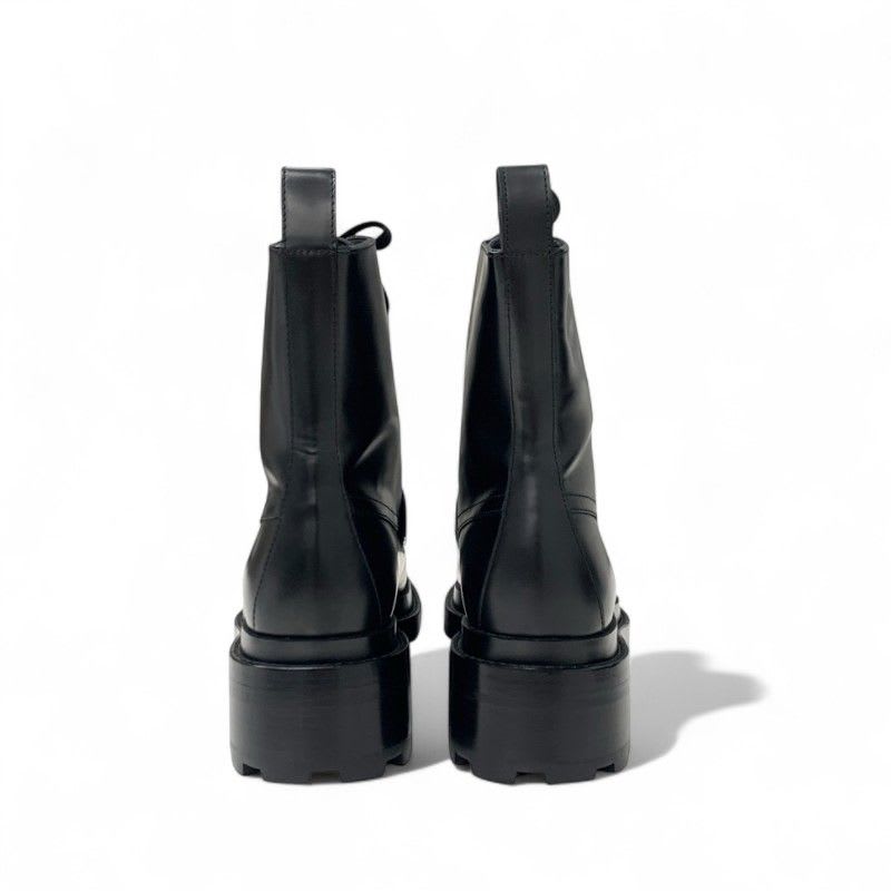 Hermes Funk Boots Short Shoes Leather Black Silver Kelly Hardware Lace Up — view 5