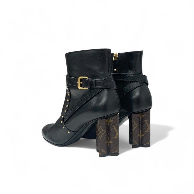 Louis Vuitton Silhouette Line Monogram Boots Short Shoes Leather Black — view 4