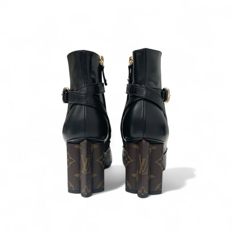 Louis Vuitton Silhouette Line Monogram Boots Short Shoes Leather Black — view 5