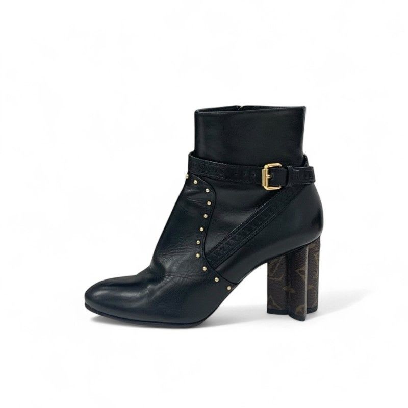 Louis Vuitton Silhouette Line Monogram Boots Short Shoes Leather Black — view 3