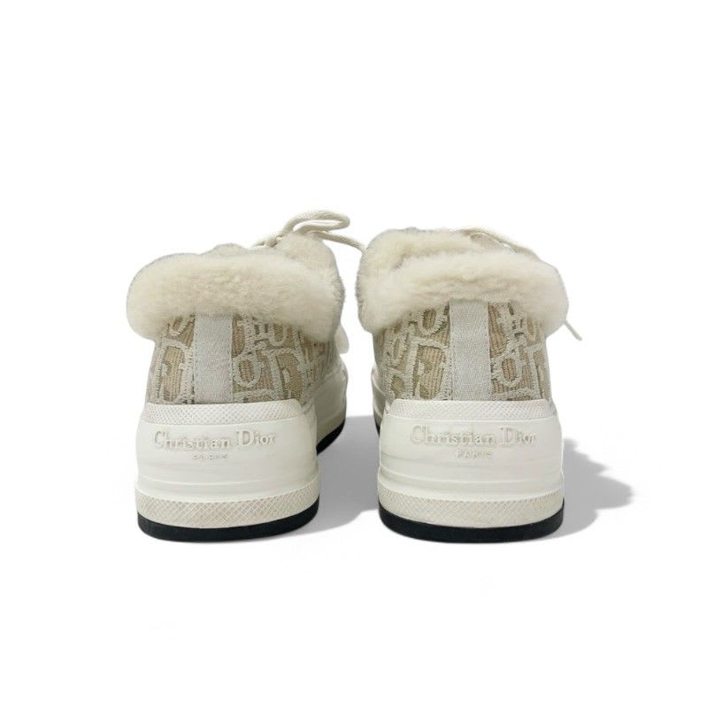 Christian Dior Walkn Sneakers Shoes Fabric Mouton Beige White Logo — view 5