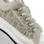 Christian Dior Walkn Sneakers Shoes Fabric Mouton Beige White Logo — view 9