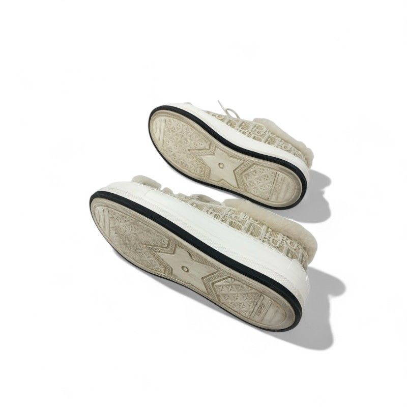 Christian Dior Walkn Sneakers Shoes Fabric Mouton Beige White Logo — view 6