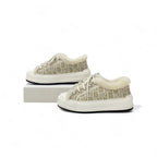 Christian Dior Walkn Sneakers Shoes Fabric Mouton Beige White Logo — view 3