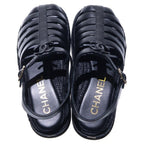Chanel Gladiator Coco Mark Espadrilles Lambskin Sandals Gold Hardware Black — view 4