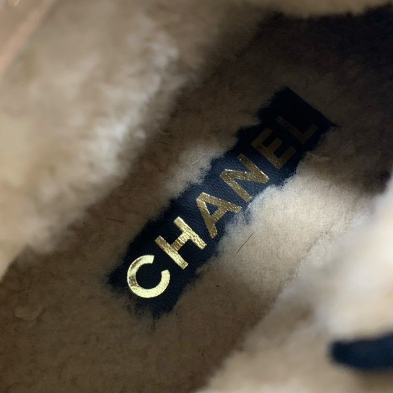 Chanel Boots Short Shoes Haraco Suede Shearling Black Coco Mark Ankle — view 7