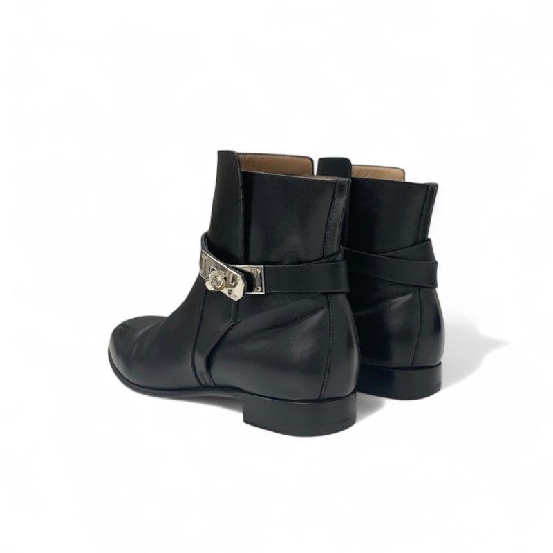 Hermes Neo Boots Short Shoes Leather Black Silver Kelly Hardware — view 4