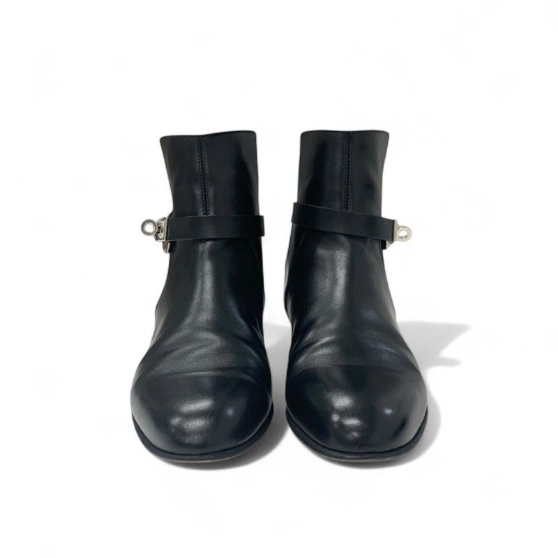 Hermes Neo Boots Short Shoes Leather Black Silver Kelly Hardware — view 2