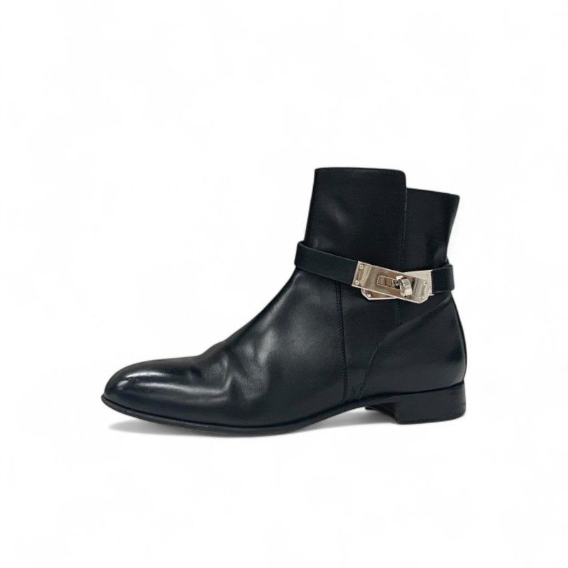 Hermes Neo Boots Short Shoes Leather Black Silver Kelly Hardware — view 3