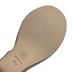 Chanel Sandals Shoes Leather Cork Black Brown Coco Mark Wedge Sole Strap — view 8