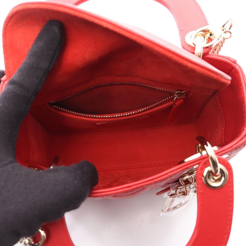 Dior Handbag Lady Mini Heart Cannage Red Leather — view 3