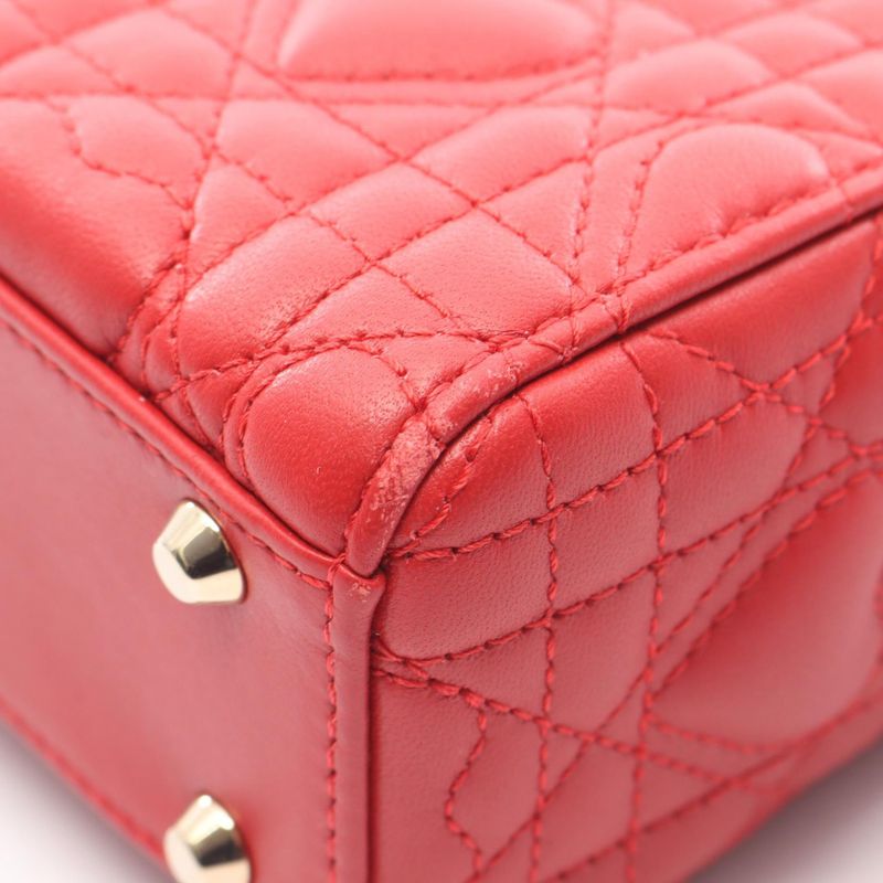 Dior Handbag Lady Mini Heart Cannage Red Leather — view 5