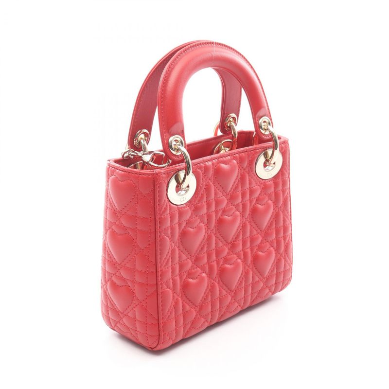 Dior Handbag Lady Mini Heart Cannage Red Leather — view 2