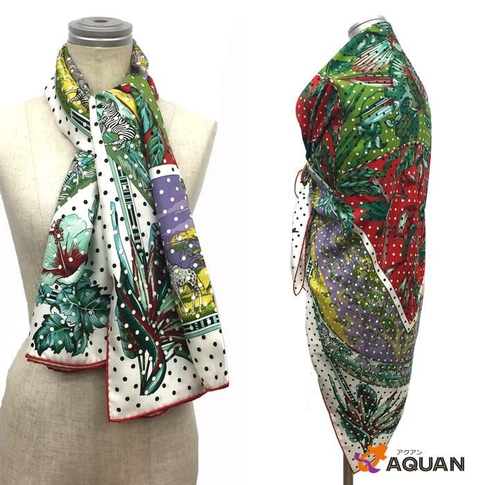Hermes Carre 140 Shawl Tropiques Tropical Flowers Birds Animal Silk New Vintage — view 3