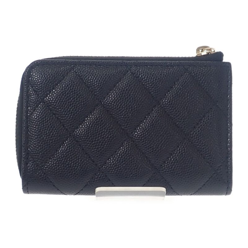 Chanel Key Ring Ap0221 Coin Case Caviar Leather Black Gold Hardware — view 2