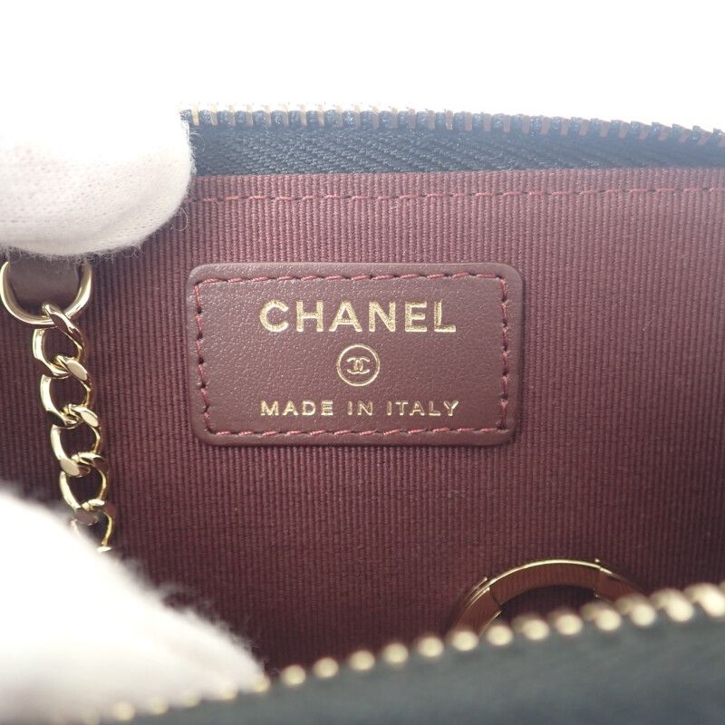 Chanel Key Ring Ap0221 Coin Case Caviar Leather Black Gold Hardware — view 8