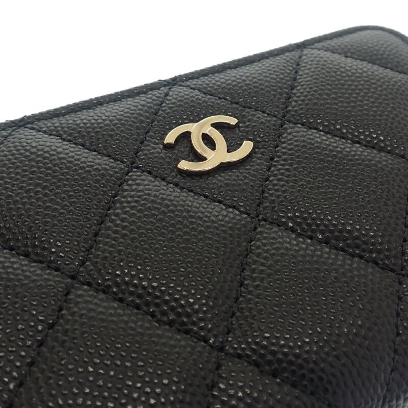 Chanel Key Ring Ap0221 Coin Case Caviar Leather Black Gold Hardware — view 7