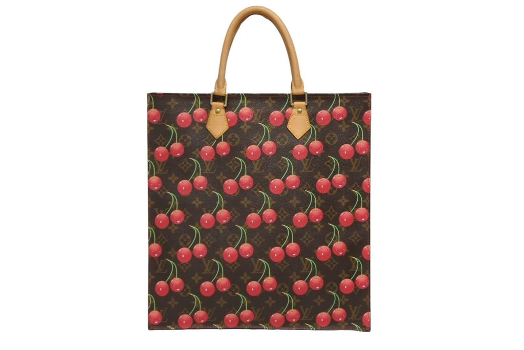 Louis Vuitton Monogram Cherry Sac Plat Tote Bag Brown Takashi Murakami Summer