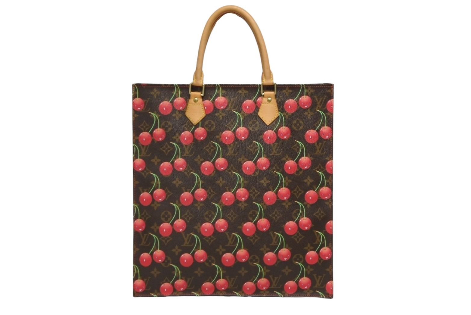 Louis Vuitton Monogram Cherry Sac Plat Tote Bag Brown Takashi Murakami Summer