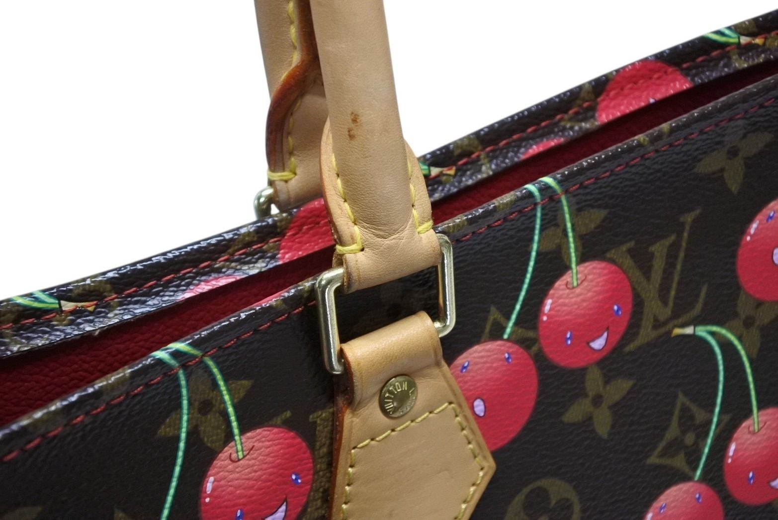 Louis Vuitton Monogram Cherry Sac Plat Tote Bag Brown Takashi Murakami Summer — view 6