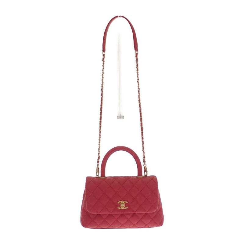 Chanel Coco Handle XS Shoulder Bag Handbag Caviar Leather Red Gold Hardware — view 7