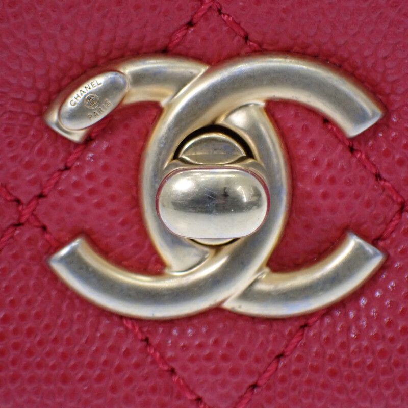 Chanel Coco Handle XS Shoulder Bag Handbag Caviar Leather Red Gold Hardware — view 8