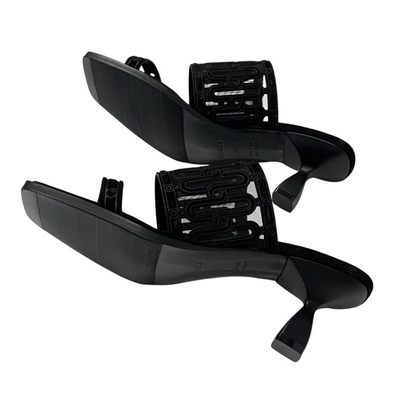 Hermes Gioia 55 Sandals Shoes Suede Black Mule Mesh — view 6