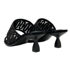 Hermes Gioia 55 Sandals Shoes Suede Black Mule Mesh — view 4