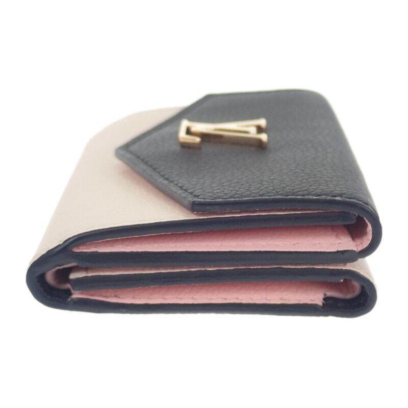 Louis Vuitton Portefeuille Lock Mini Trifold Wallet Grain Calf Leather — view 4