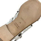 Hermes Sandals Shoes Leather White Silver Thong Flat Kelly Hardware Strap — view 8