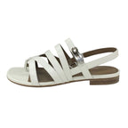 Hermes Sandals Shoes Leather White Silver Thong Flat Kelly Hardware Strap — view 3