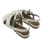 Hermes Sandals Shoes Leather White Silver Thong Flat Kelly Hardware Strap — view 4