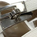 Hermes Sandals Shoes Leather White Silver Thong Flat Kelly Hardware Strap — view 9