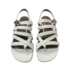Hermes Sandals Shoes Leather White Silver Thong Flat Kelly Hardware Strap — view 2