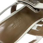 Hermes Sandals Shoes Leather White Silver Thong Flat Kelly Hardware Strap — view 7
