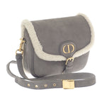 Dior Bobby Medium Shoulder Bag Suede Mouton Gray Gold Hardware Fall — view 2
