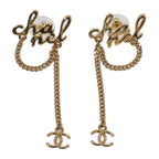 Chanel CC Logo Chain Earrings Metal Gold Coco Mark — view 7