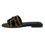 Hermes Oran Sandals Shoes Chevre Brown Black Leopard — view 3