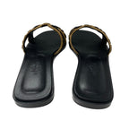 Hermes Oran Sandals Shoes Chevre Brown Black Leopard — view 5
