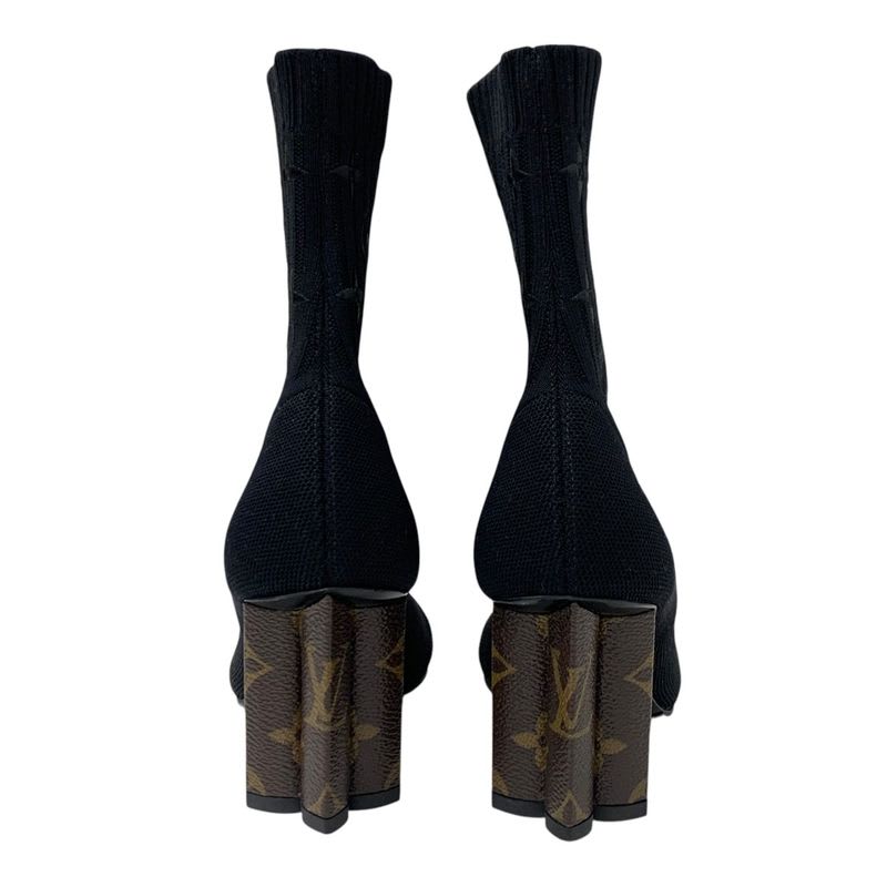 Louis Vuitton Silhouette Line Monogram Boots Short Shoes Fabric Black — view 5
