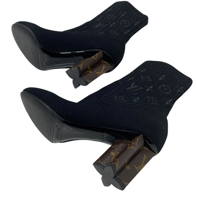 Louis Vuitton Silhouette Line Monogram Boots Short Shoes Fabric Black — view 6