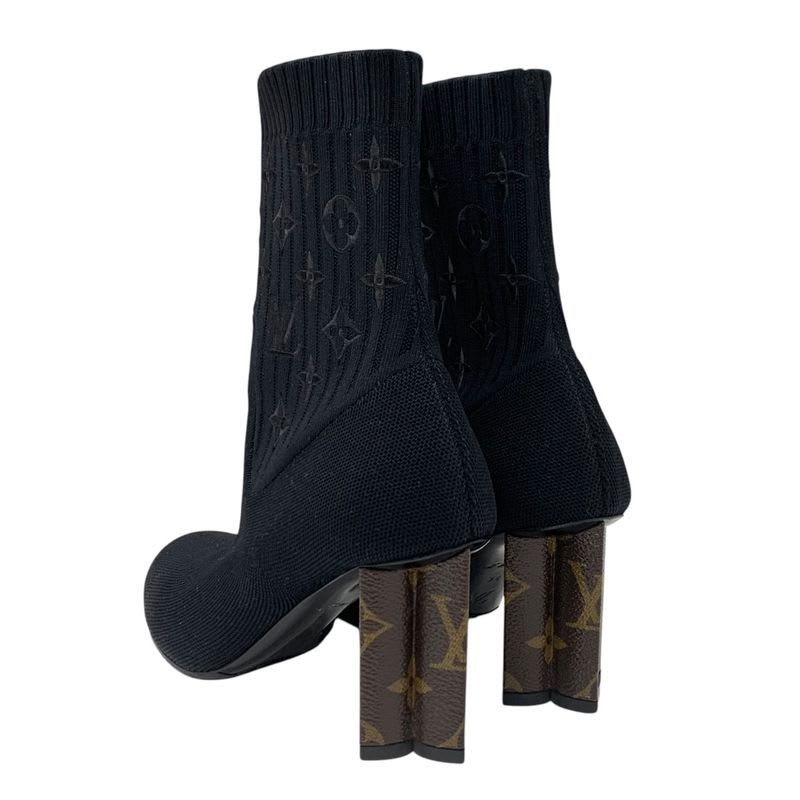 Louis Vuitton Silhouette Line Monogram Boots Short Shoes Fabric Black — view 4