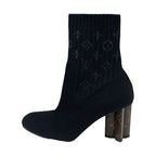 Louis Vuitton Silhouette Line Monogram Boots Short Shoes Fabric Black — view 3